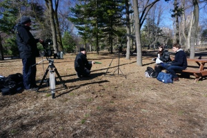 Filming on location in Central Park